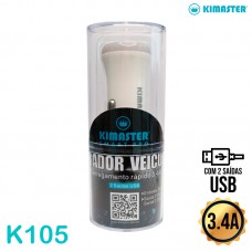 Carregador Veicular 2 USB K105 Kimaster Smart Pro